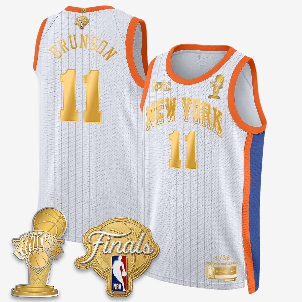 Jalen Brunson NYK 2026 Basketball Finals Champions Gold Standard Basketball Jersey - Limited Edition - Stitched-Cuztomshoes