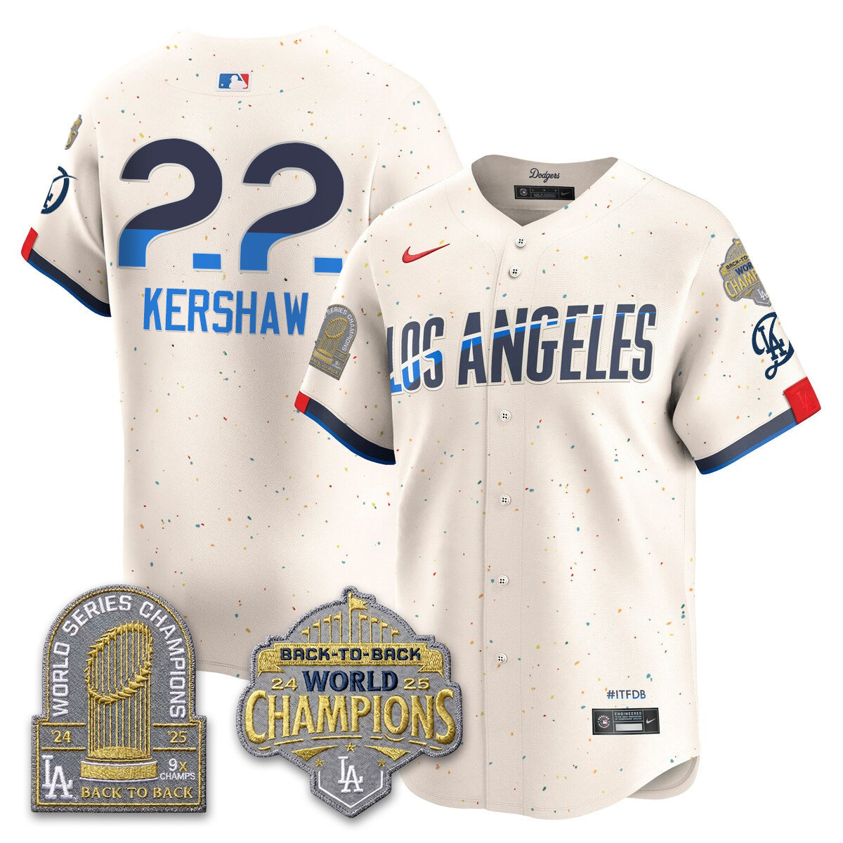 Los Angeles Dodgers Gold Collection Vapor Limited Jersey - 9x & B2B Champs - Stitched-Cuztomshoes