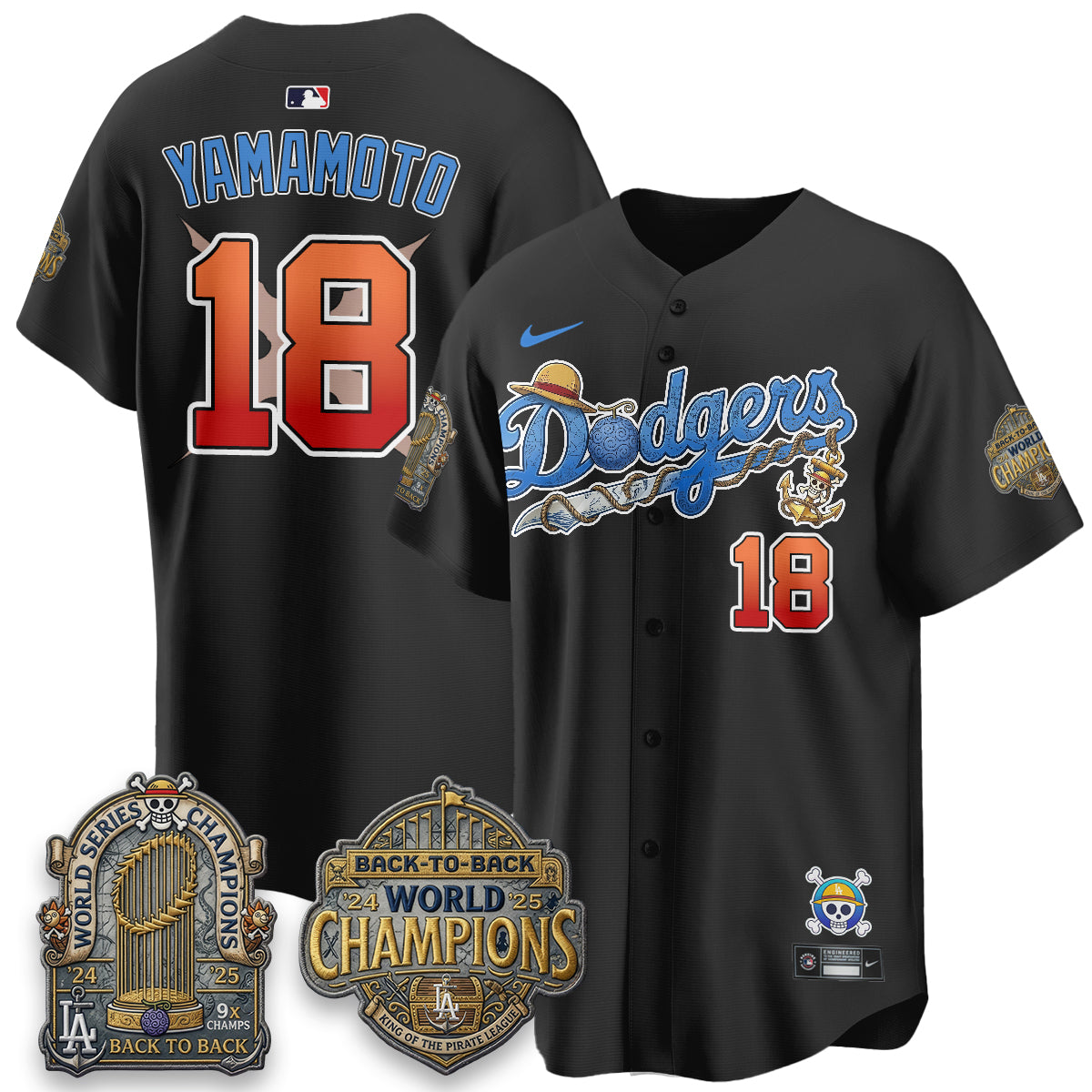 Los Angeles Dodgers x OP Japanese Cartoon Vapor Limited Jersey - Stitched-Cuztomshoes