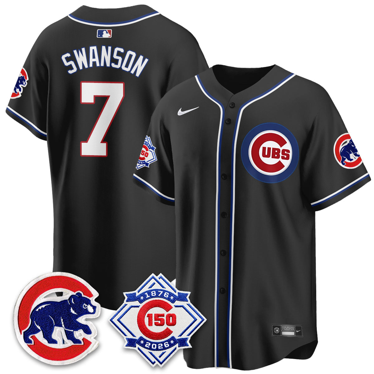 Chicago Cubs 150th Anniversary Black Out Style Vapor Premier Limited Jersey - Stitched