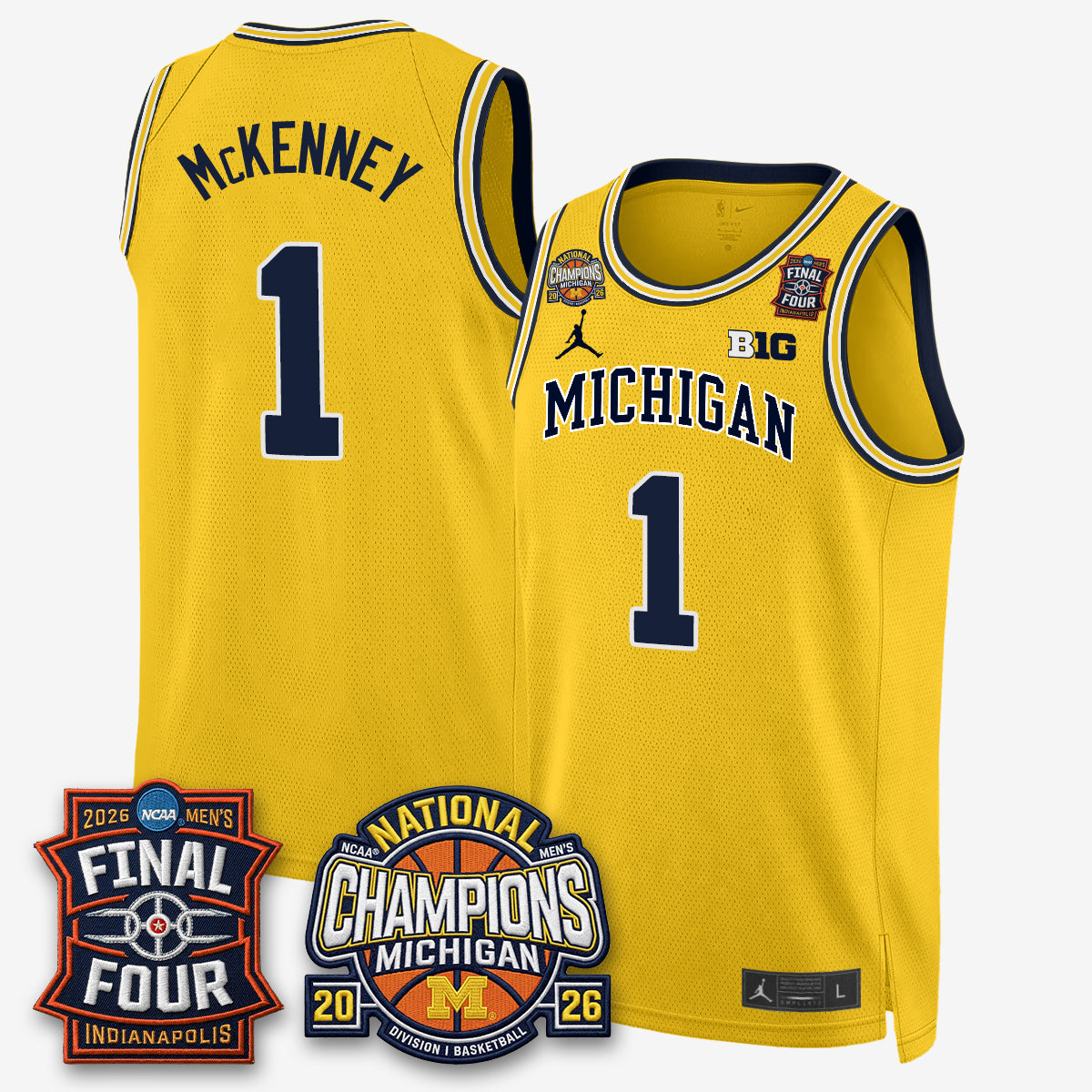 Michigan Wolverines Men's Basketball National Champions Big Text Limited Vapor Jersey - Stitched-Cuztomshoes