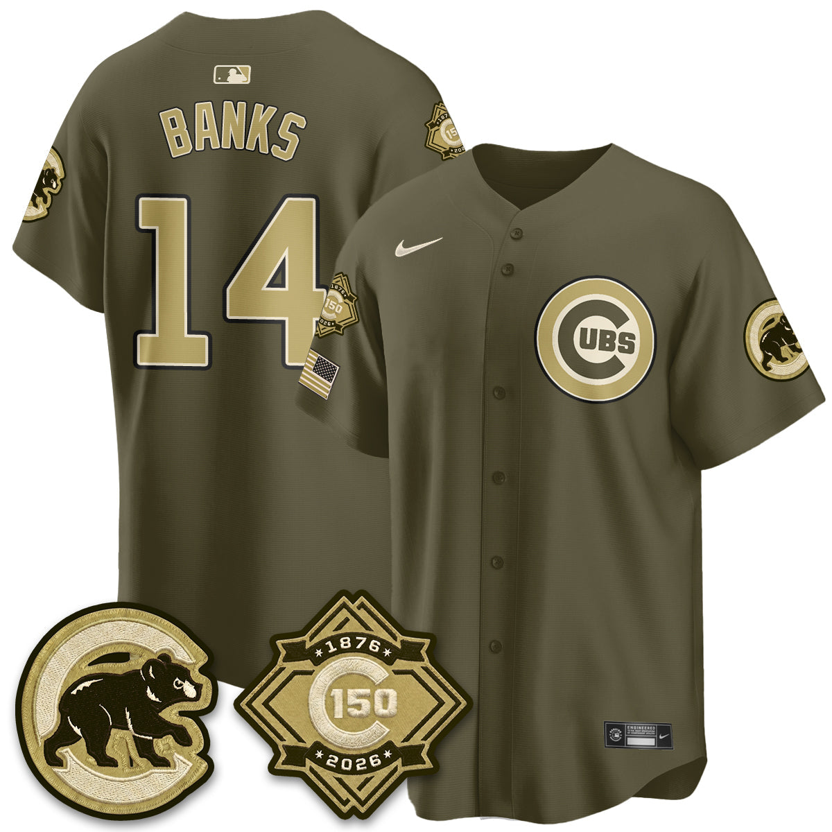 Chicago Cubs New Era Olive 2026 Armed Forces Day Jersey -Stitched