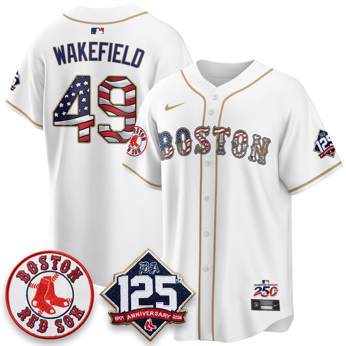 Boston Red Sox 2026 Independence Day USA Vapor Limited Jersey - Stitched-Cuztomshoes