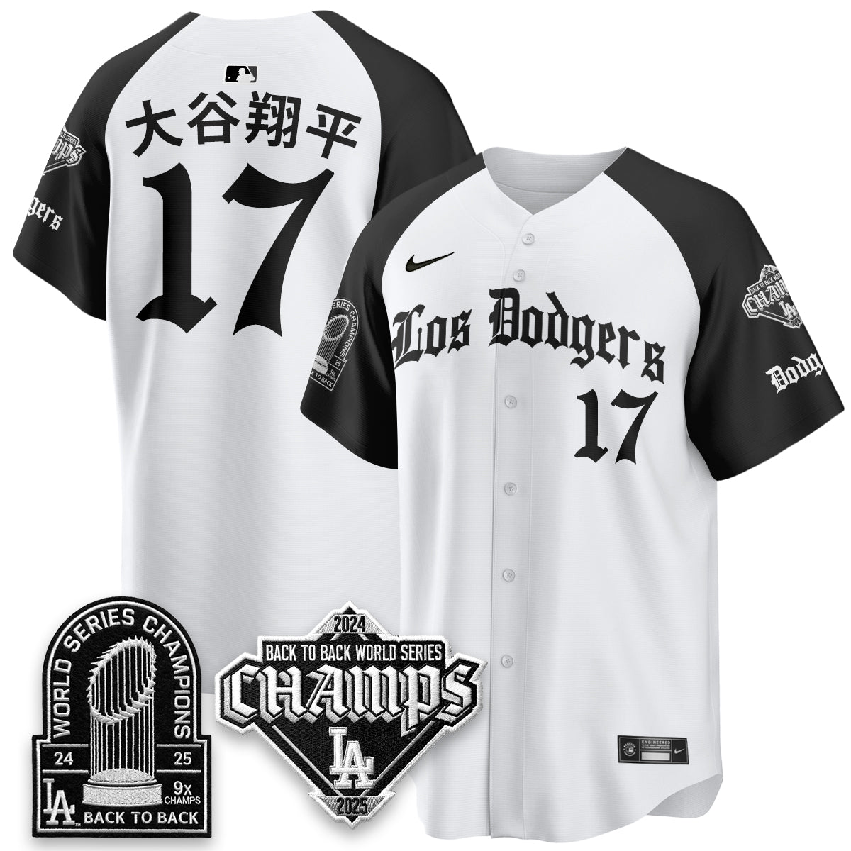 Los Angeles Dodgers World Series Champions B2B Patch Vapor Premier Limited Gothic Edition Jersey - Stitched-Cuztomshoes