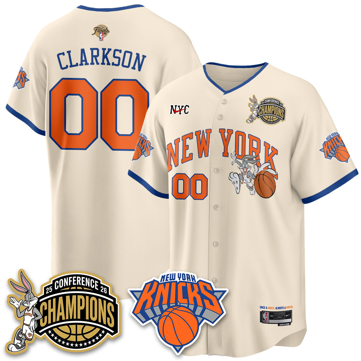 New York Knicks 2026 Basketball Finals x Bunny Vapor Jersey V2- Stitched-Cuztomshoes