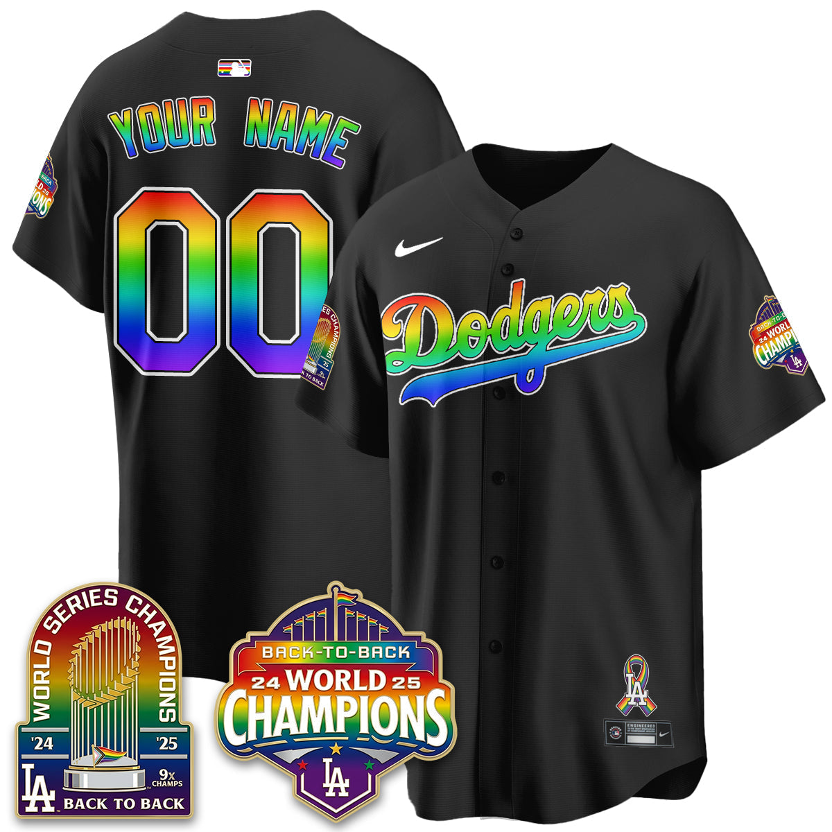Los Angeles Dodgers Happy Pride Month Vapor Custom Jersey - Stitched-Cuztomshoes
