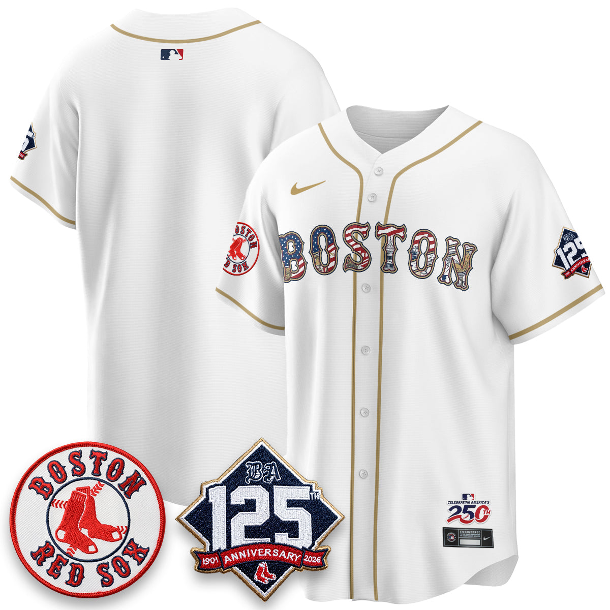 Boston Red Sox 2026 Independence Day USA Vapor Limited Jersey - Stitched-Cuztomshoes