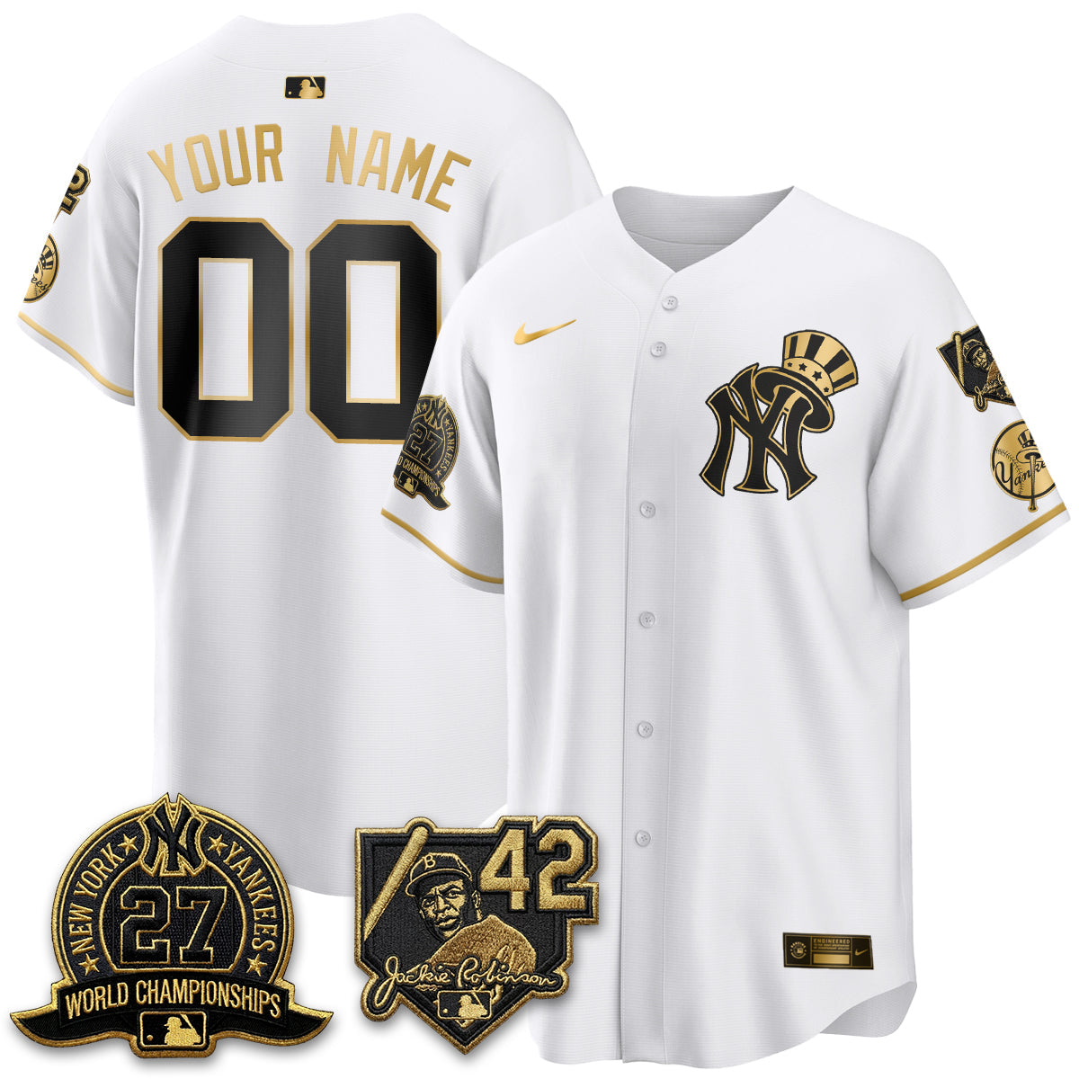 New York Yankees 2026 Jackie Robinson Day Vapor Limited Gold Edition Custom Jersey - Stitched - V2