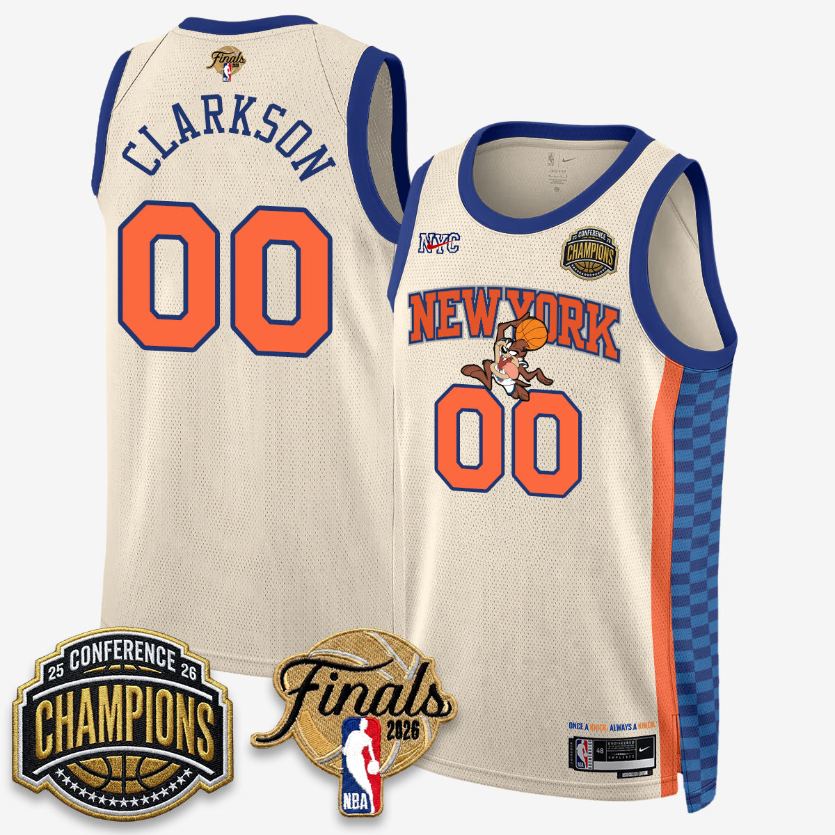 New York Knicks 2026 Basketball Eastern Conference Champions x Looney Tunes Vapor Jersey V2- Stitched-Cuztomshoes