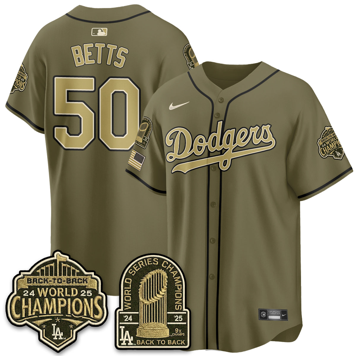Los Angeles Dodgers New Era Olive 2026 Armed Forces Day Jersey -Stitched
