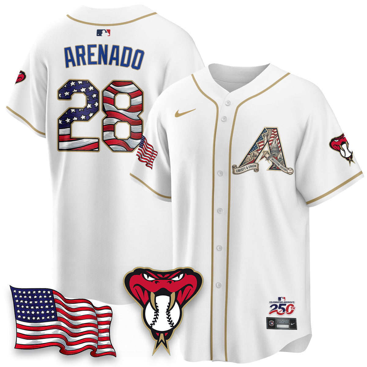 Arizona Diamonbacks 2026 Independence Day USA Vapor Limited Jersey - Stitched-Cuztomshoes
