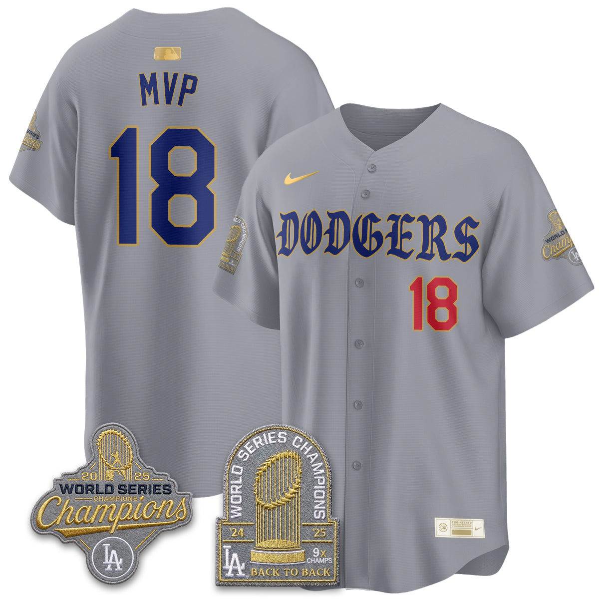Los Angeles Dodgers Vapor Limited Jersey - Back to Back 9x Champs - Stitched-Cuztomshoes