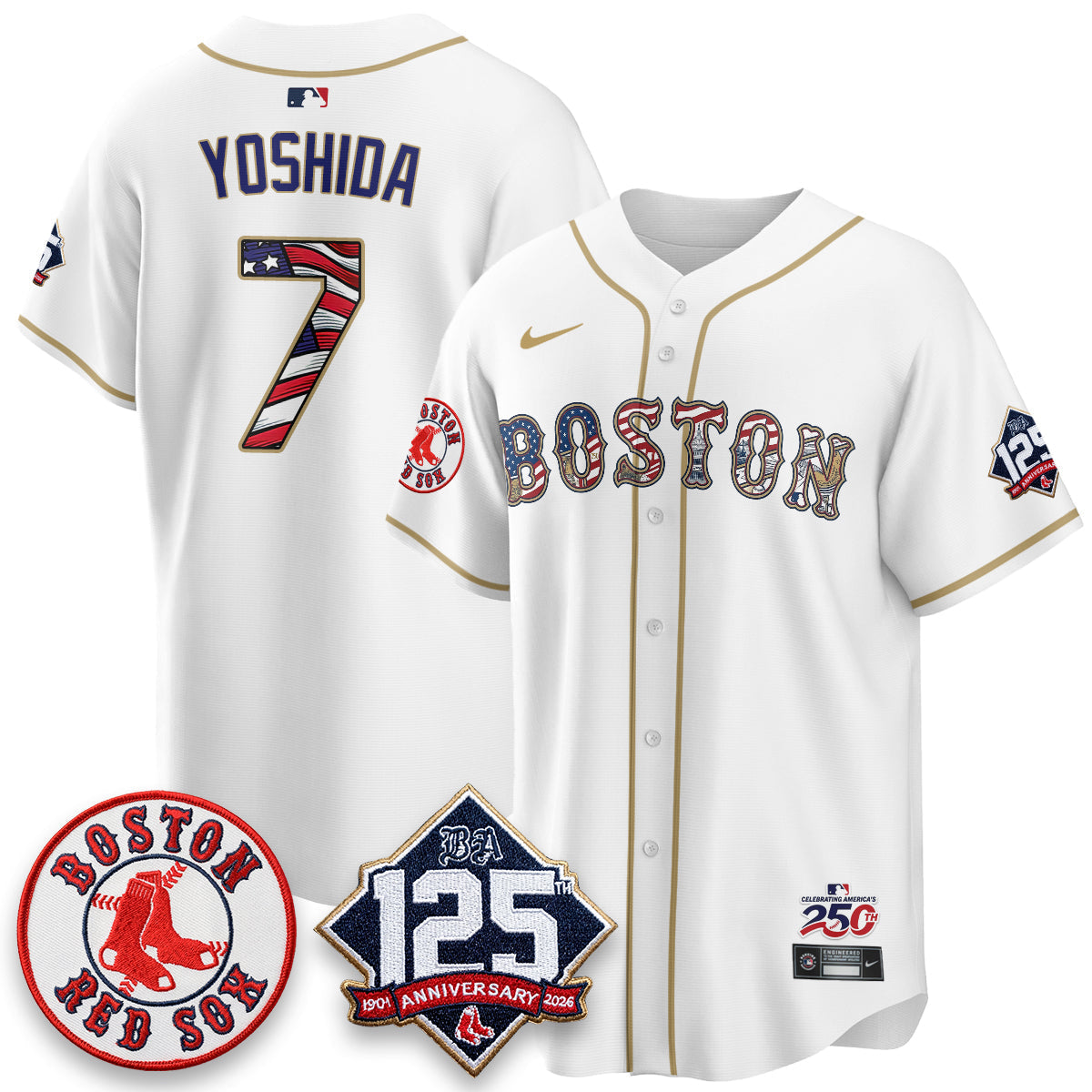 Boston Red Sox 2026 Independence Day USA Vapor Limited Jersey - Stitched-Cuztomshoes