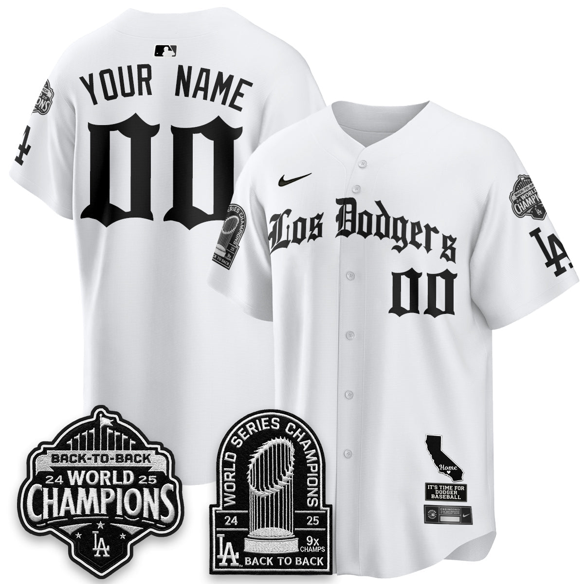 Los Angeles Dodgers World Series Champions Vapor Premier Limited Gothic Edition Custom Jersey - Stitched