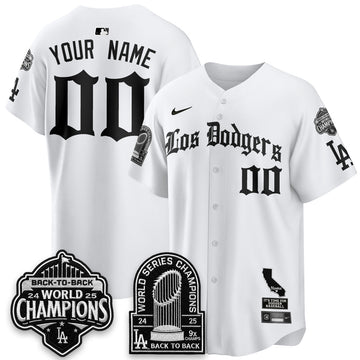 Los Angeles Dodgers World Series Champions Vapor Premier Limited Gothic Edition Custom Jersey - Stitched