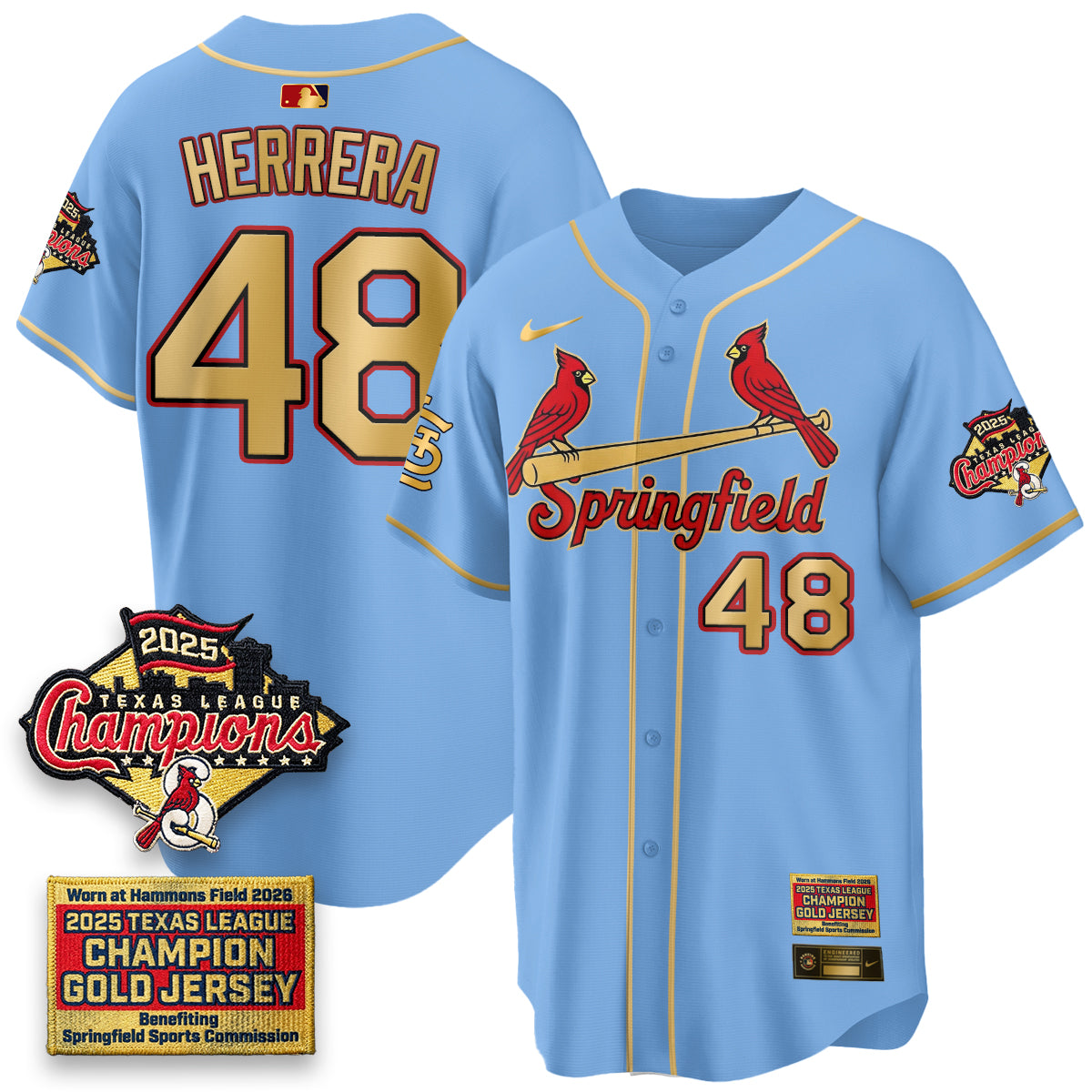 St. Louis Cardinals Springfield's Championship Gold Limited Jerseys - Stitched
