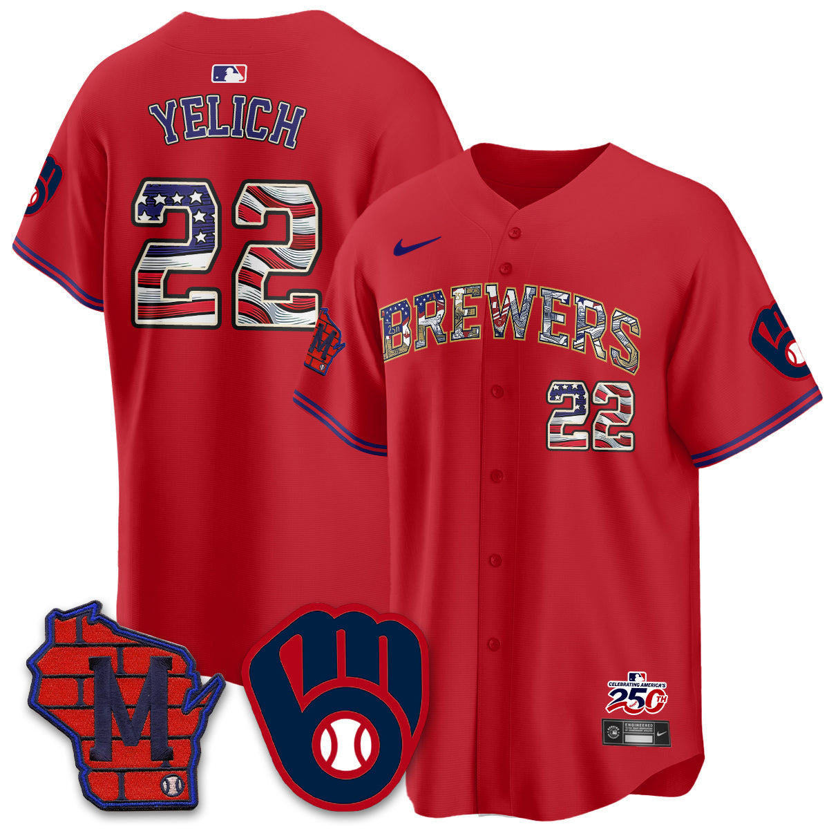 Milwaukee Brewers 2026 Independence Day USA Vapor Limited Jersey - Stitched-Cuztomshoes