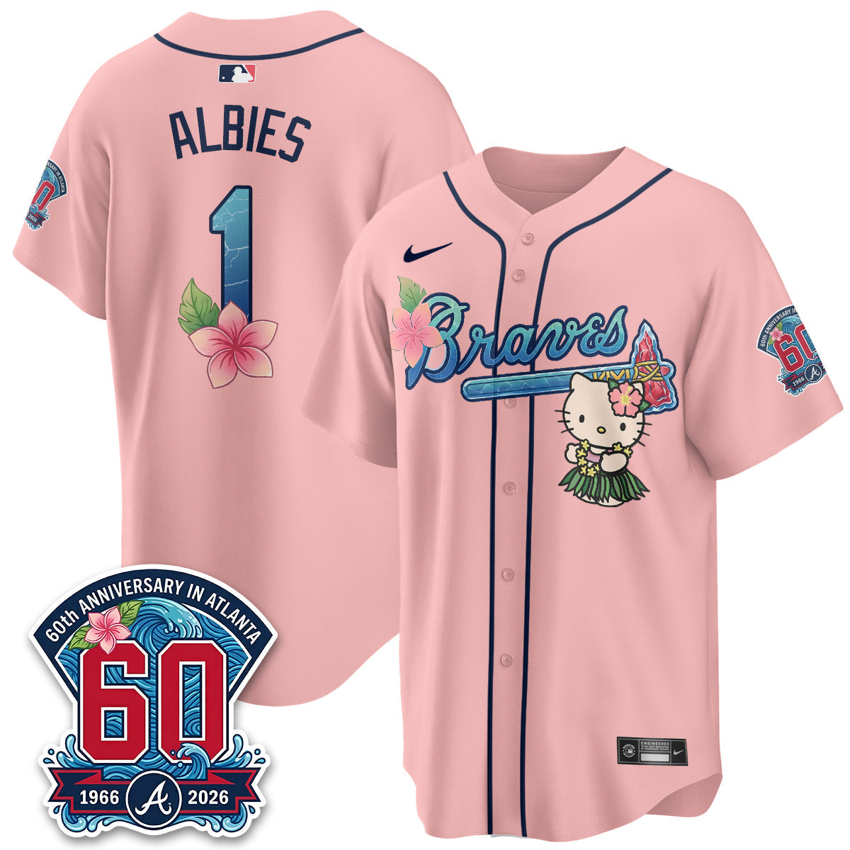 Atlanta Braves x Meow Aloha Spirit Vapor Jersey - Stitched-Cuztomshoes