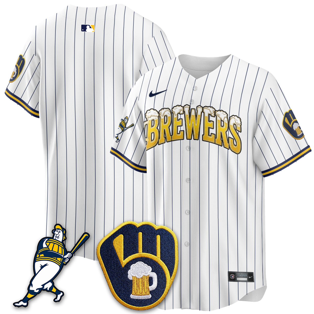 Milwaukee Brewers "Pitcher & Pint" Edition Vapor Limited Jersey - Stitched-Cuztomshoes