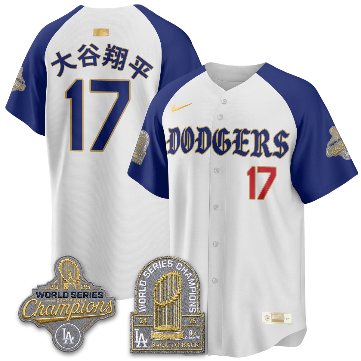 Los Angeles Dodgers Vapor Limited Jersey - Back to Back 9x Champs - Stitched-Cuztomshoes
