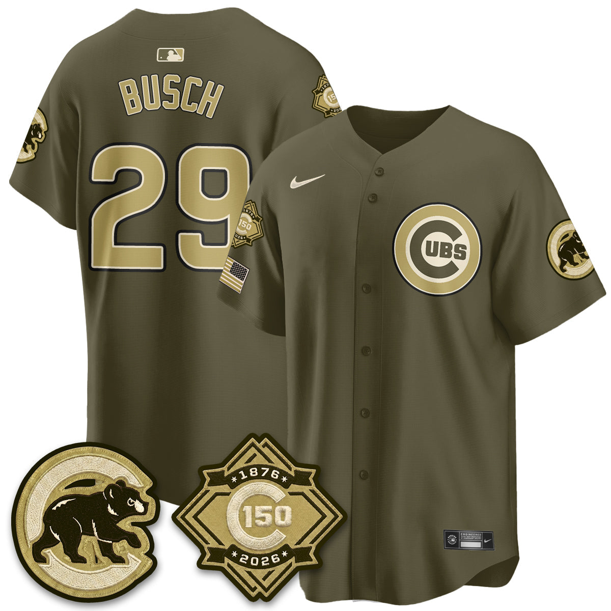 Chicago Cubs New Era Olive 2026 Armed Forces Day Jersey -Stitched