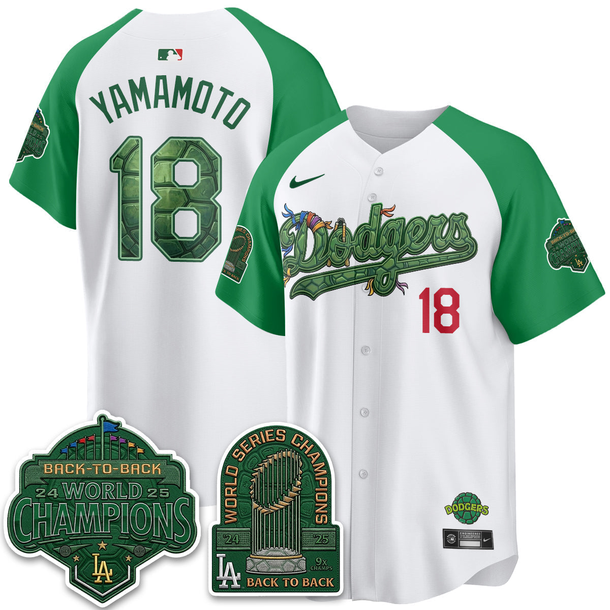 Los Angeles Dodgers x TMNT 2026 Vapor Jersey - Stitched-Cuztomshoes
