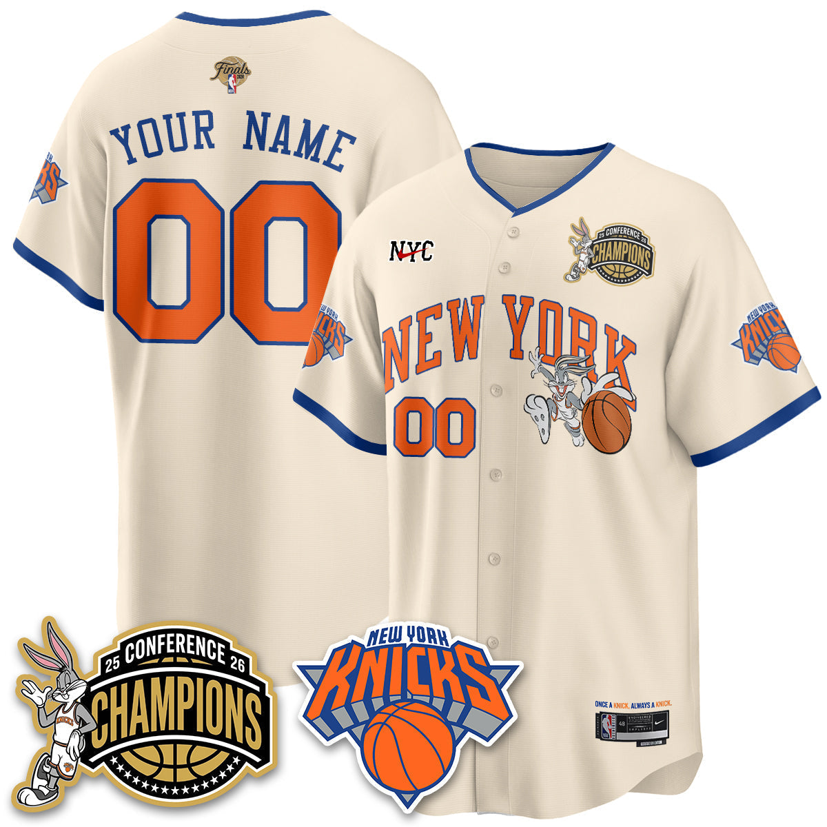 New York Knicks 2026 Basketball Finals x Bunny Vapor Custom Jersey V2- Stitched-Cuztomshoes