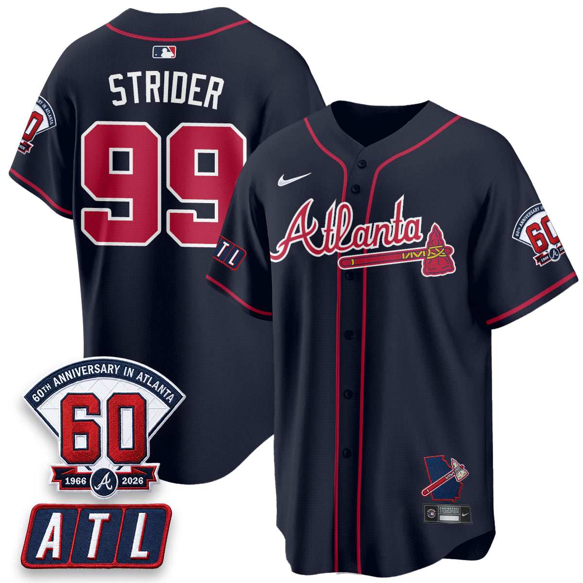 Atlanta Braves 2026 60th Anniversary Vapor Limited Jersey - Stitched
