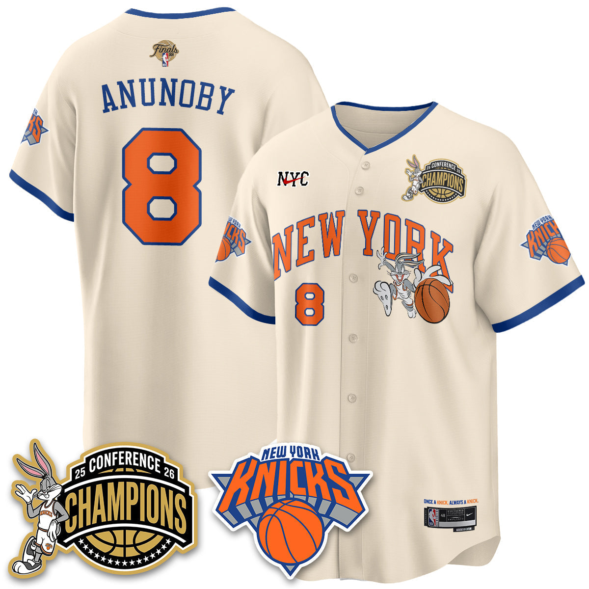 New York Knicks 2026 Basketball Finals x Bunny Vapor Jersey V2- Stitched-Cuztomshoes