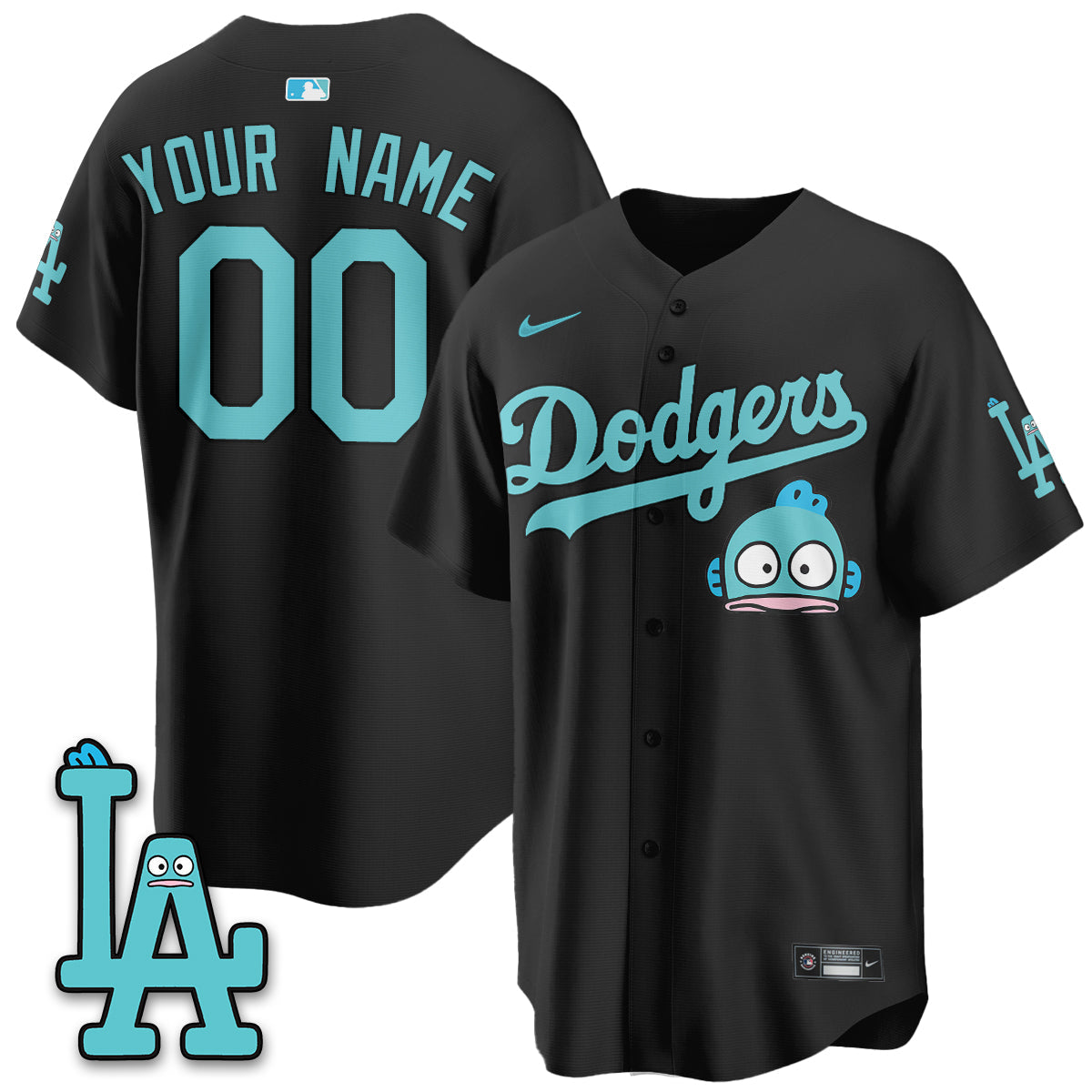 Los Angeles Dodgers x Hangyodon Edition Vapor Custom Jersey- Stitched-Cuztomshoes