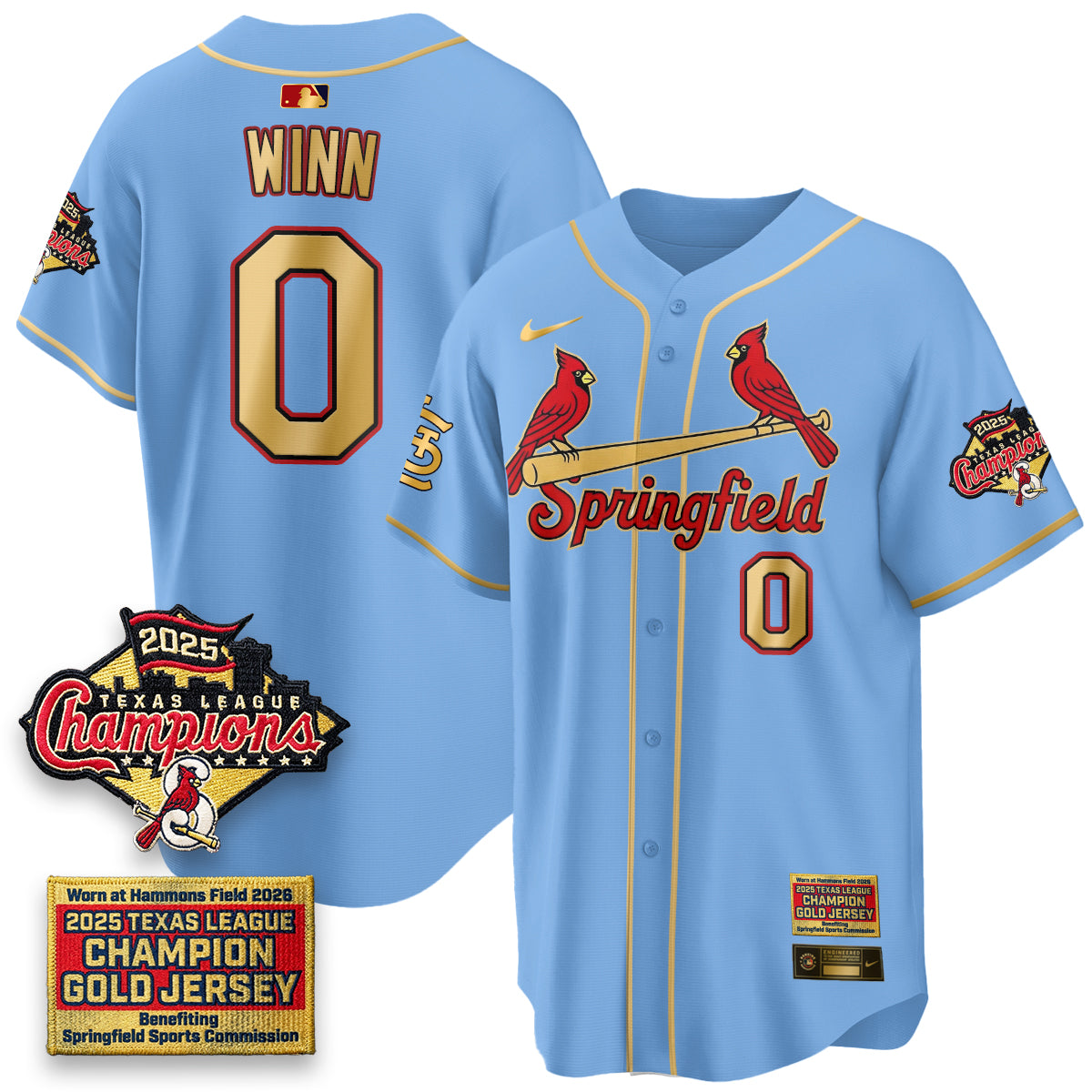 St. Louis Cardinals Springfield's Championship Gold Limited Jerseys - Stitched