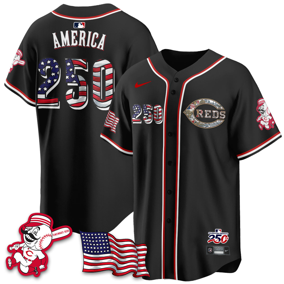 Cincinnati Reds 2026 Independence Day USA Vapor Limited Jersey - Stitched