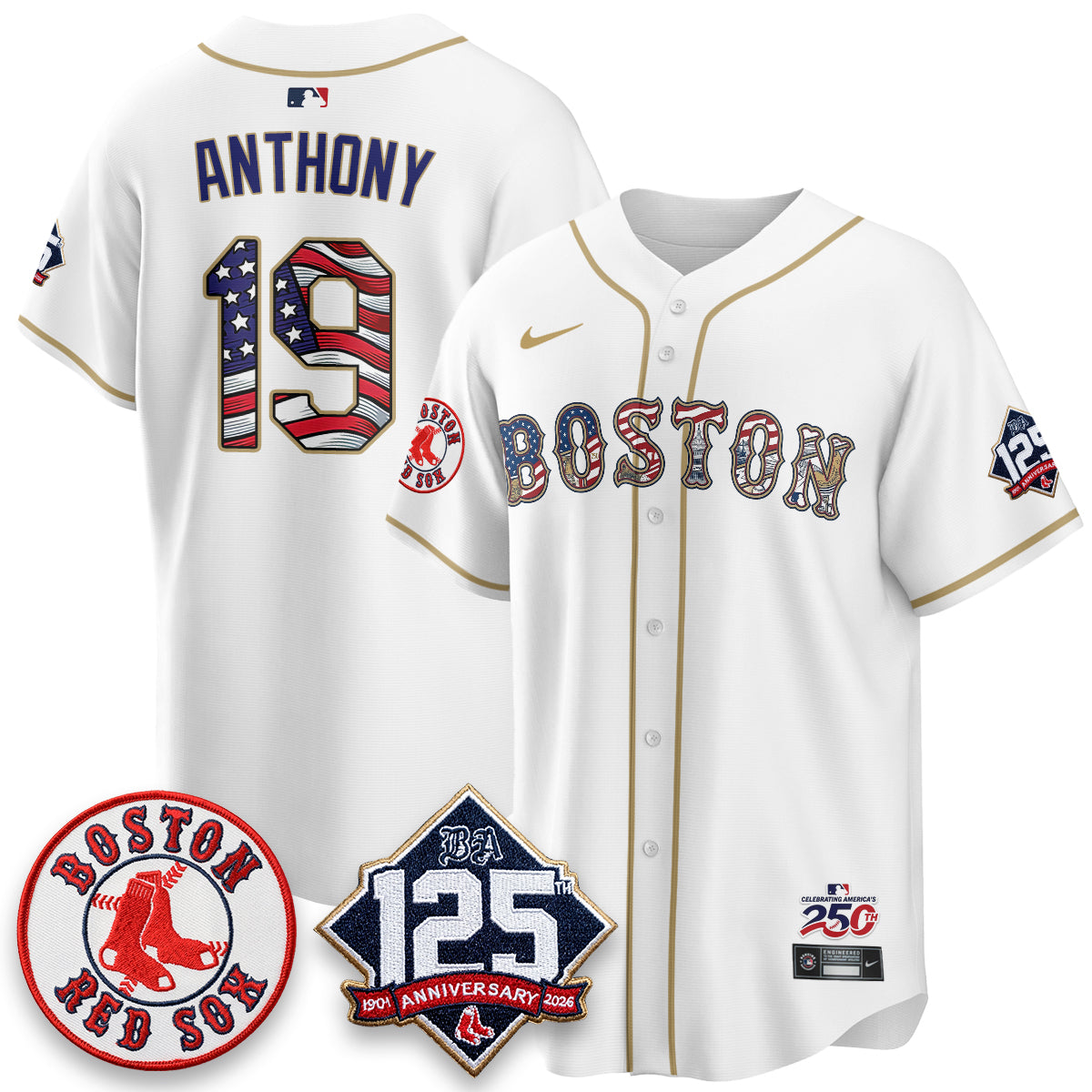 Boston Red Sox 2026 Independence Day USA Vapor Limited Jersey - Stitched-Cuztomshoes