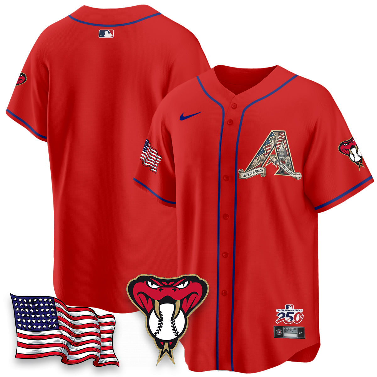 Arizona Diamonbacks 2026 Independence Day USA Vapor Limited Jersey - Stitched-Cuztomshoes