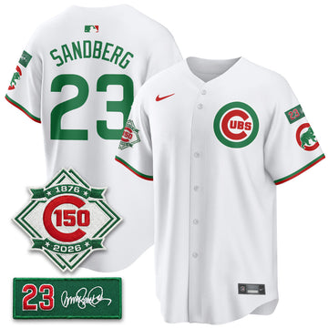 Chicago Cubs Limited Mexico Jersey - 150th Anniversary + Ryne Sandberg Tribute Patch Stitched