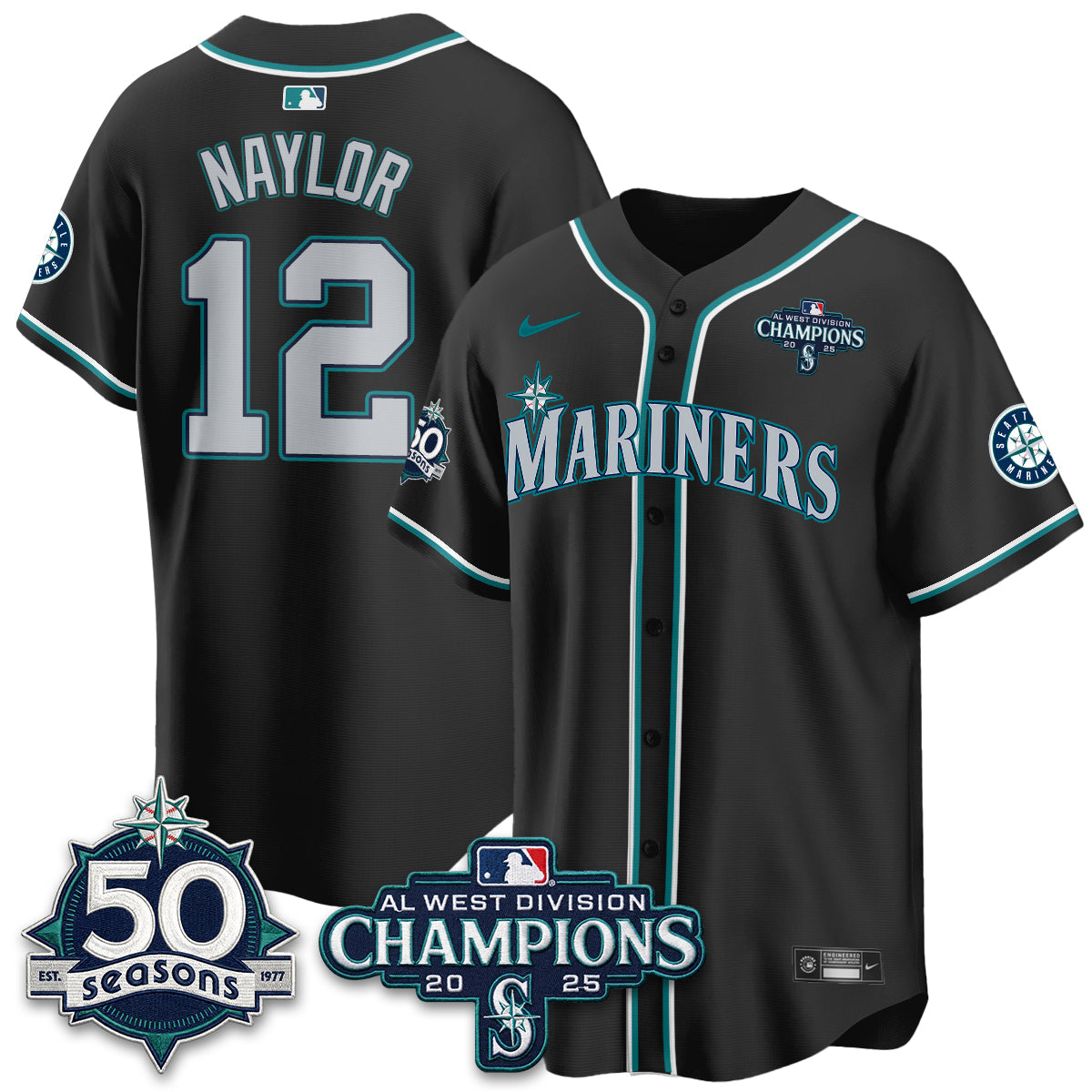 Seattle Mariners 50th Anniversary Black Out Style Vapor Premier Limited Jersey - Stitched