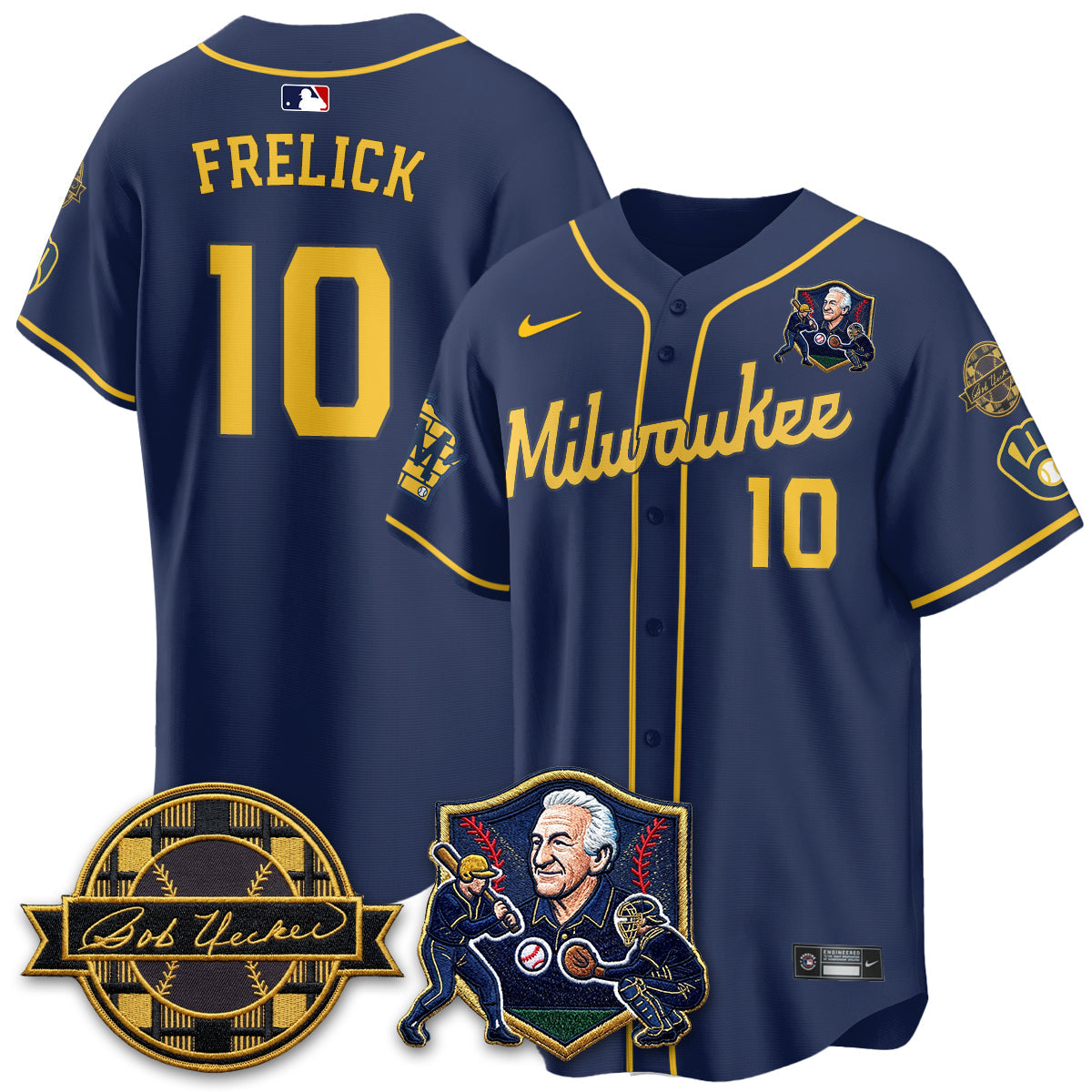 Milwaukee Brewers Bob Uecker - 54 Seasons for Brewers' Vapor Limited Gold Jersey - Stitched