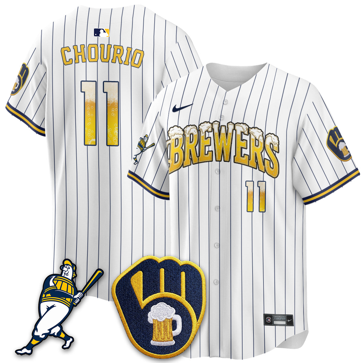 Milwaukee Brewers "Pitcher & Pint" Edition Vapor Limited Jersey - Stitched-Cuztomshoes