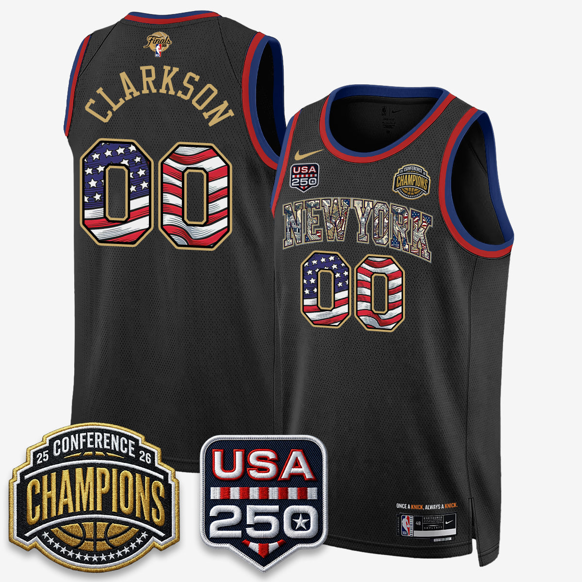 New York Knicks 2026 Basketball  Eastern Conference Champions x Fourth of July Vapor Jersey - Stitched
