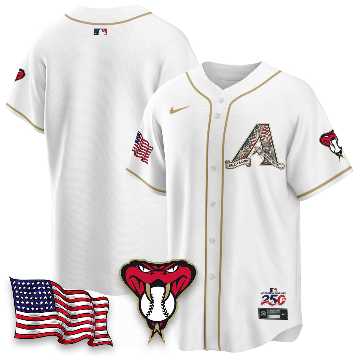Arizona Diamonbacks 2026 Independence Day USA Vapor Limited Jersey - Stitched-Cuztomshoes