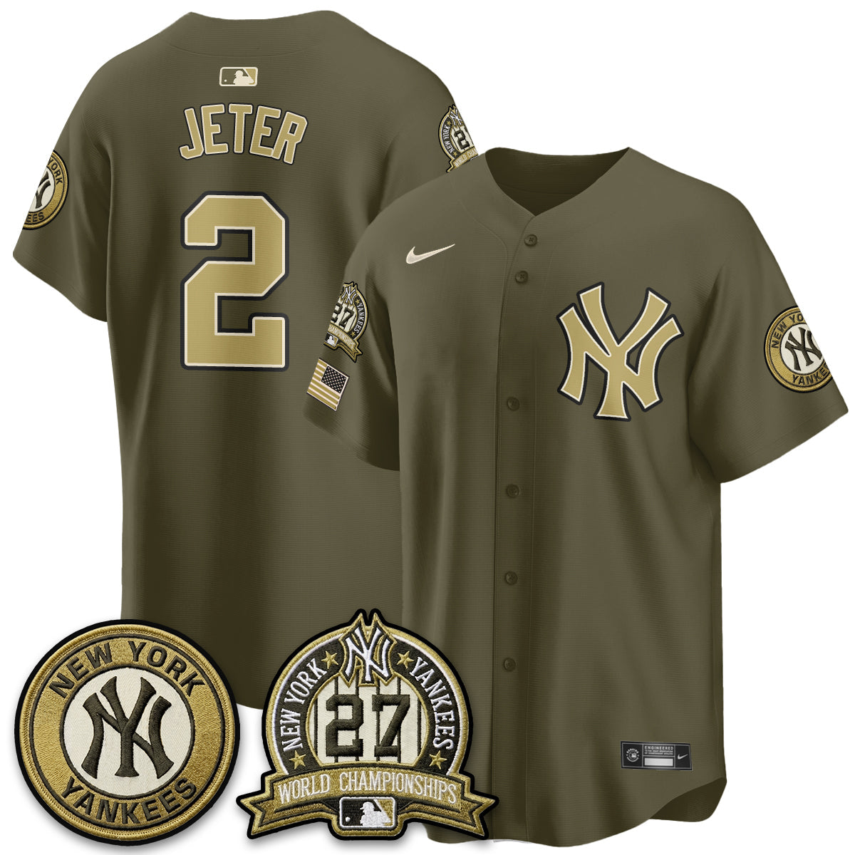New York Yankees New Era Olive 2026 Armed Forces Day Jersey -Stitched