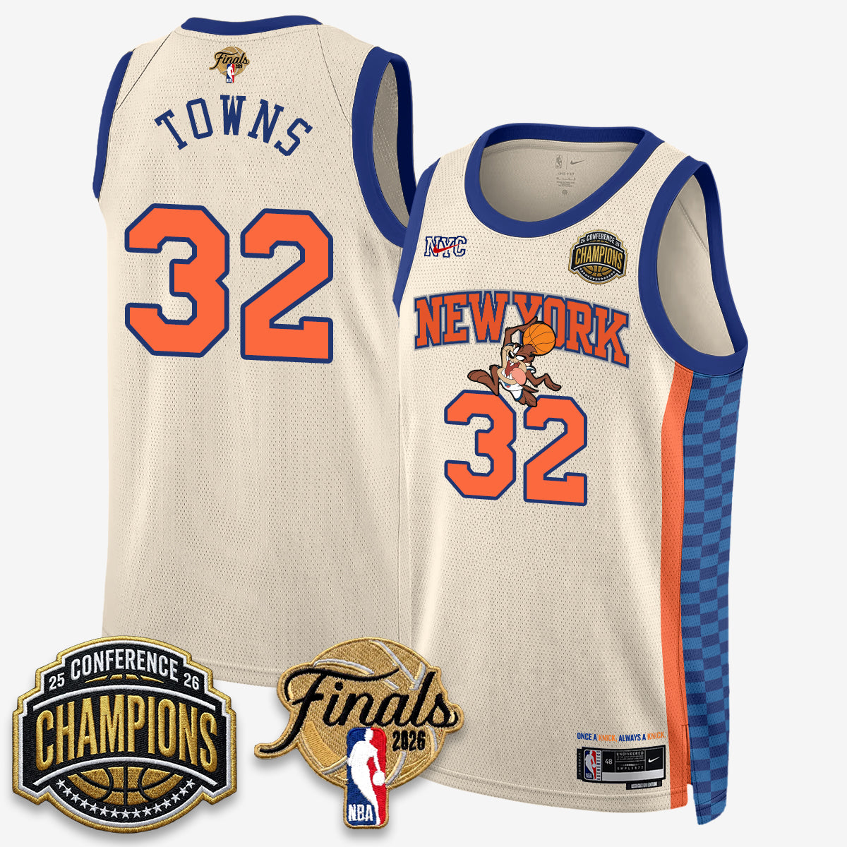 New York Knicks 2026 Basketball Eastern Conference Champions x Looney Tunes Vapor Jersey V2- Stitched-Cuztomshoes