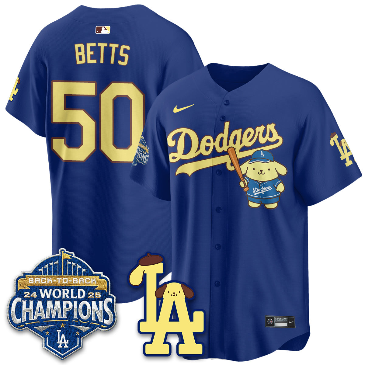 Los Angeles Dodgers Pompompurin Edition Vapor Jersey - Stitched