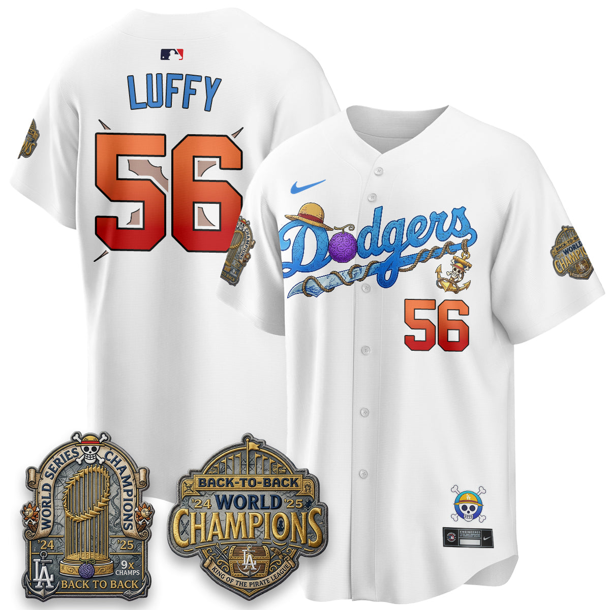 Los Angeles Dodgers x OP Japanese Cartoon Vapor Limited Jersey V2- Stitched-Cuztomshoes