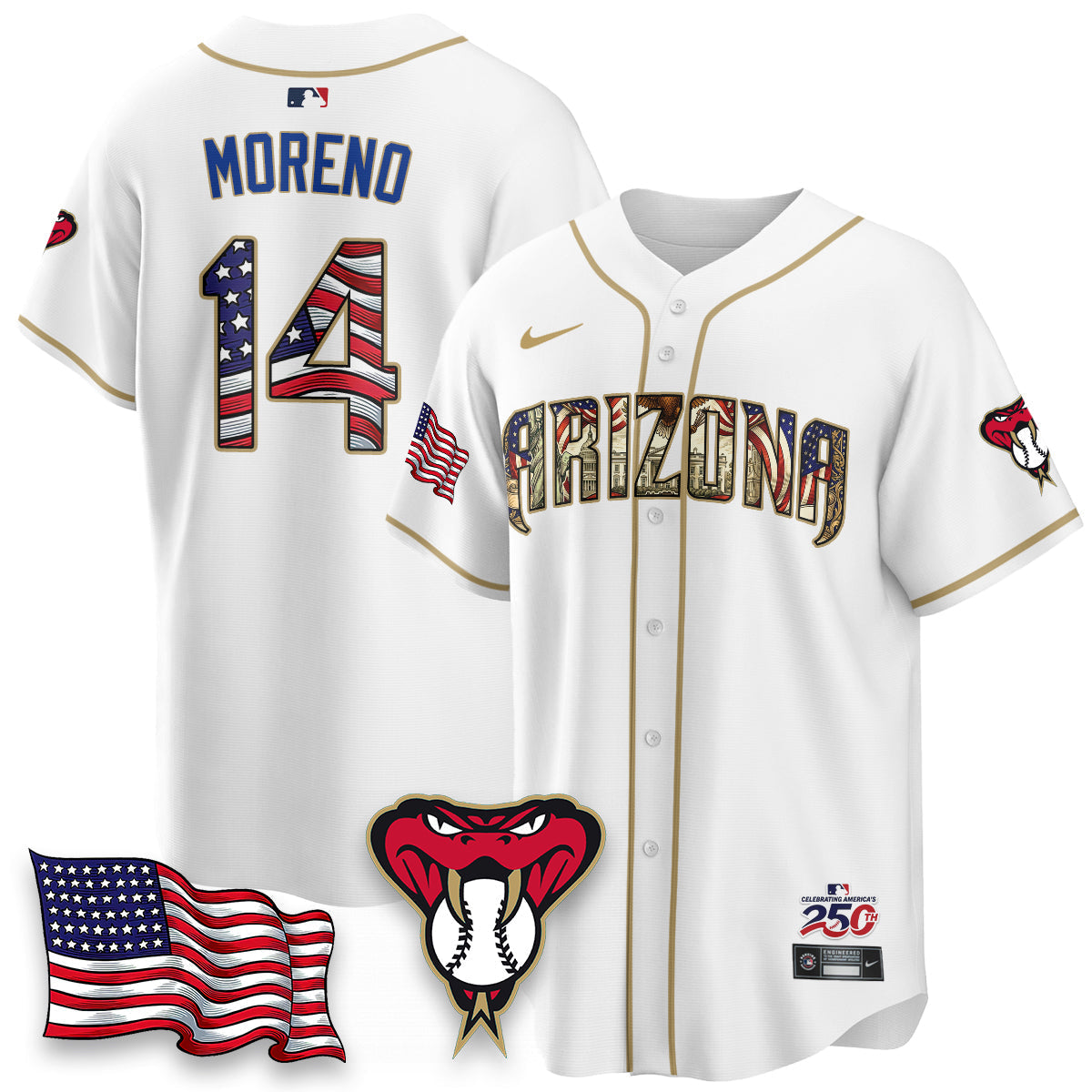 Arizona Diamonbacks 2026 Independence Day USA Vapor Limited Jersey - Stitched-Cuztomshoes