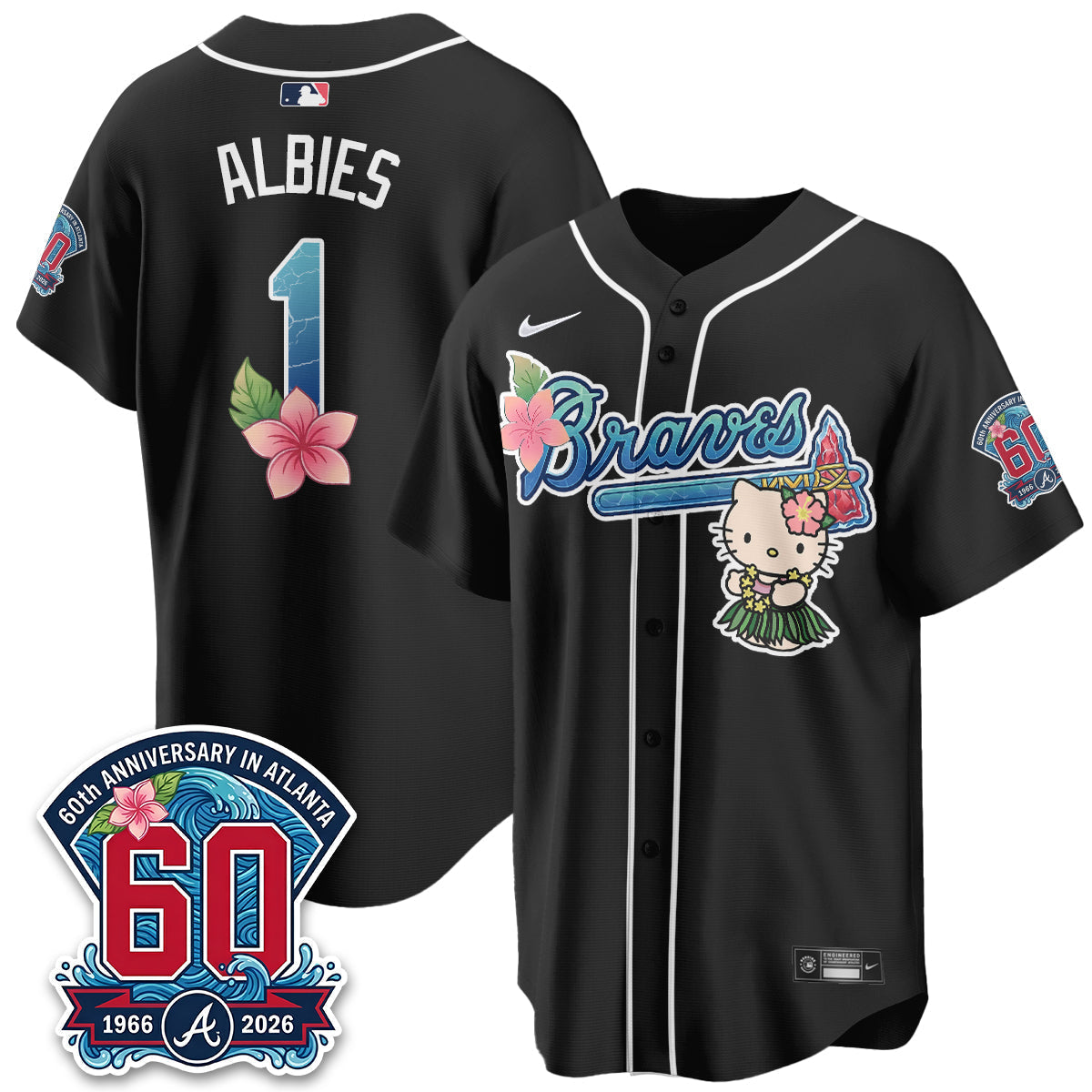 Atlanta Braves x Meow Aloha Spirit Vapor Jersey - Stitched-Cuztomshoes