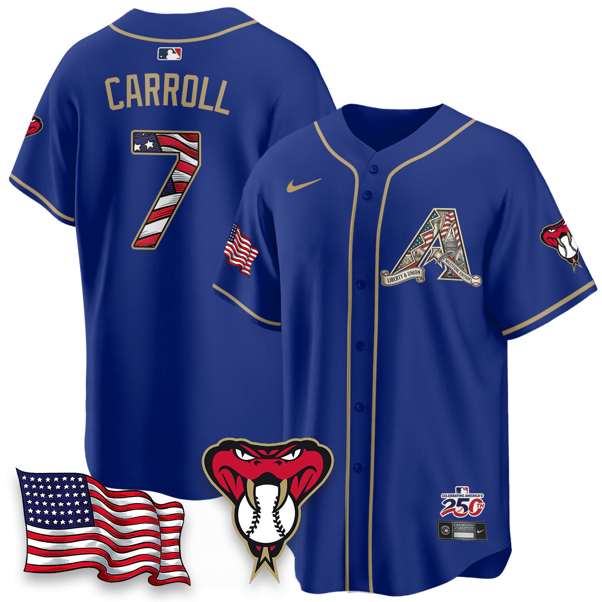 Arizona Diamonbacks 2026 Independence Day USA Vapor Limited Jersey - Stitched-Cuztomshoes