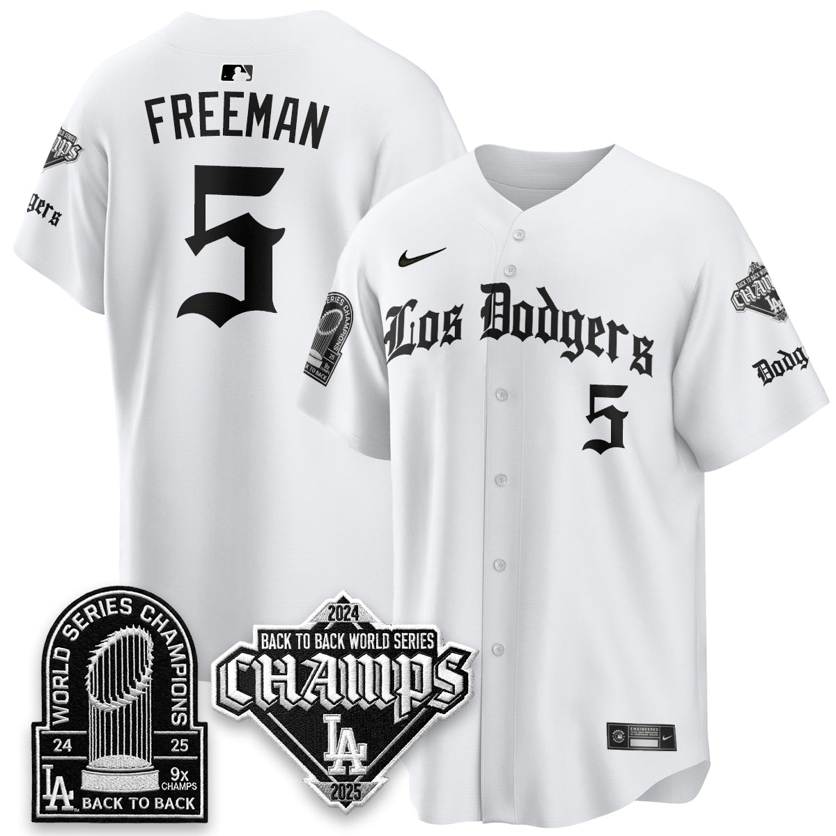 Los Angeles Dodgers World Series Champions B2B Patch Vapor Premier Limited Gothic Edition Jersey - Stitched-Cuztomshoes