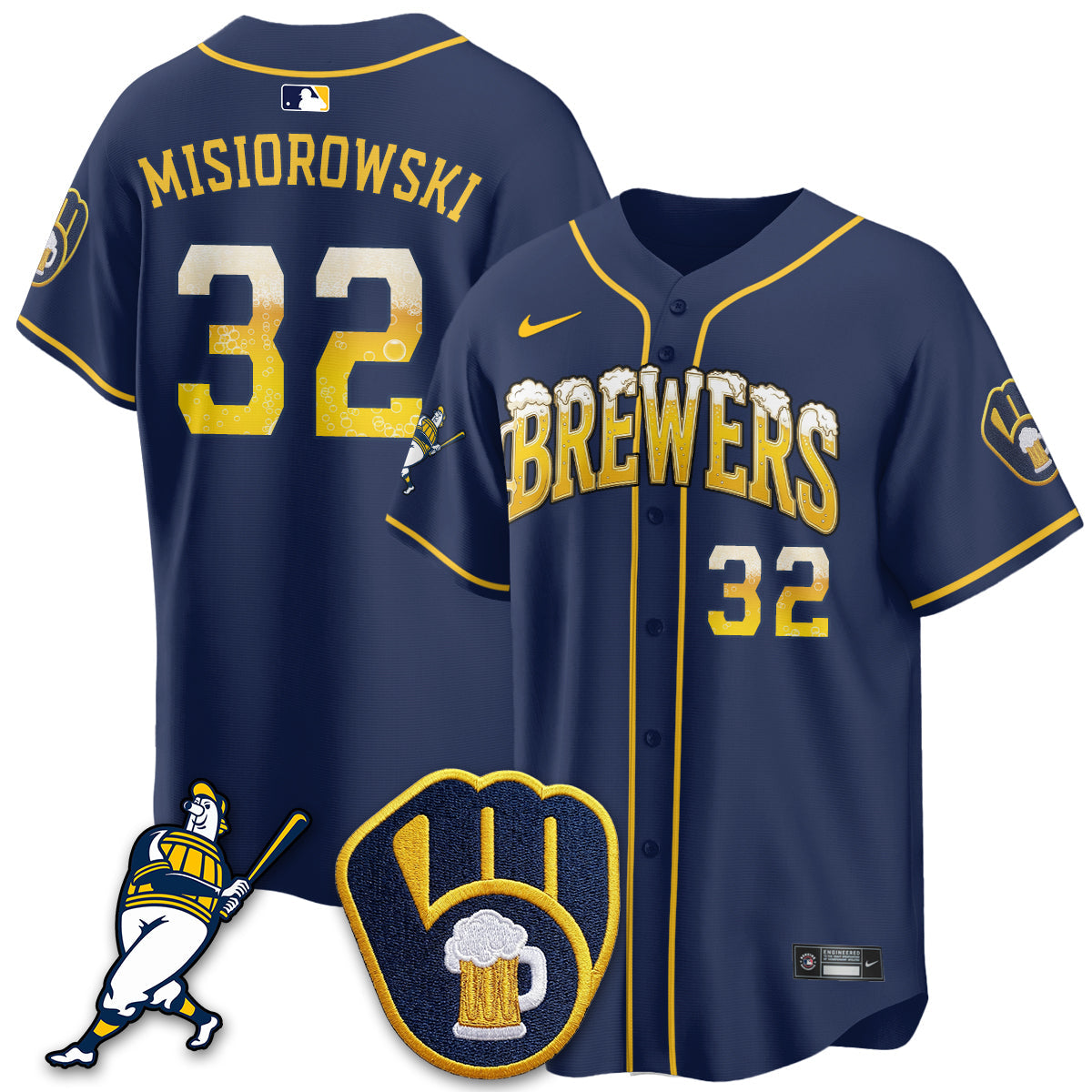 Milwaukee Brewers "Pitcher & Pint" Edition Vapor Limited Jersey - Stitched-Cuztomshoes