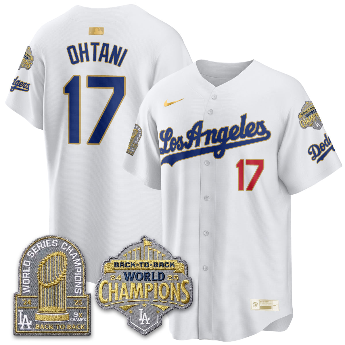 Los Angeles Dodgers Gold Collection Vapor Limited Jersey - 9x & B2B Champs - Stitched-Cuztomshoes